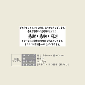 特殊用途[黒ゴム] テキスト入稿 木台ゴム印 28×63mm